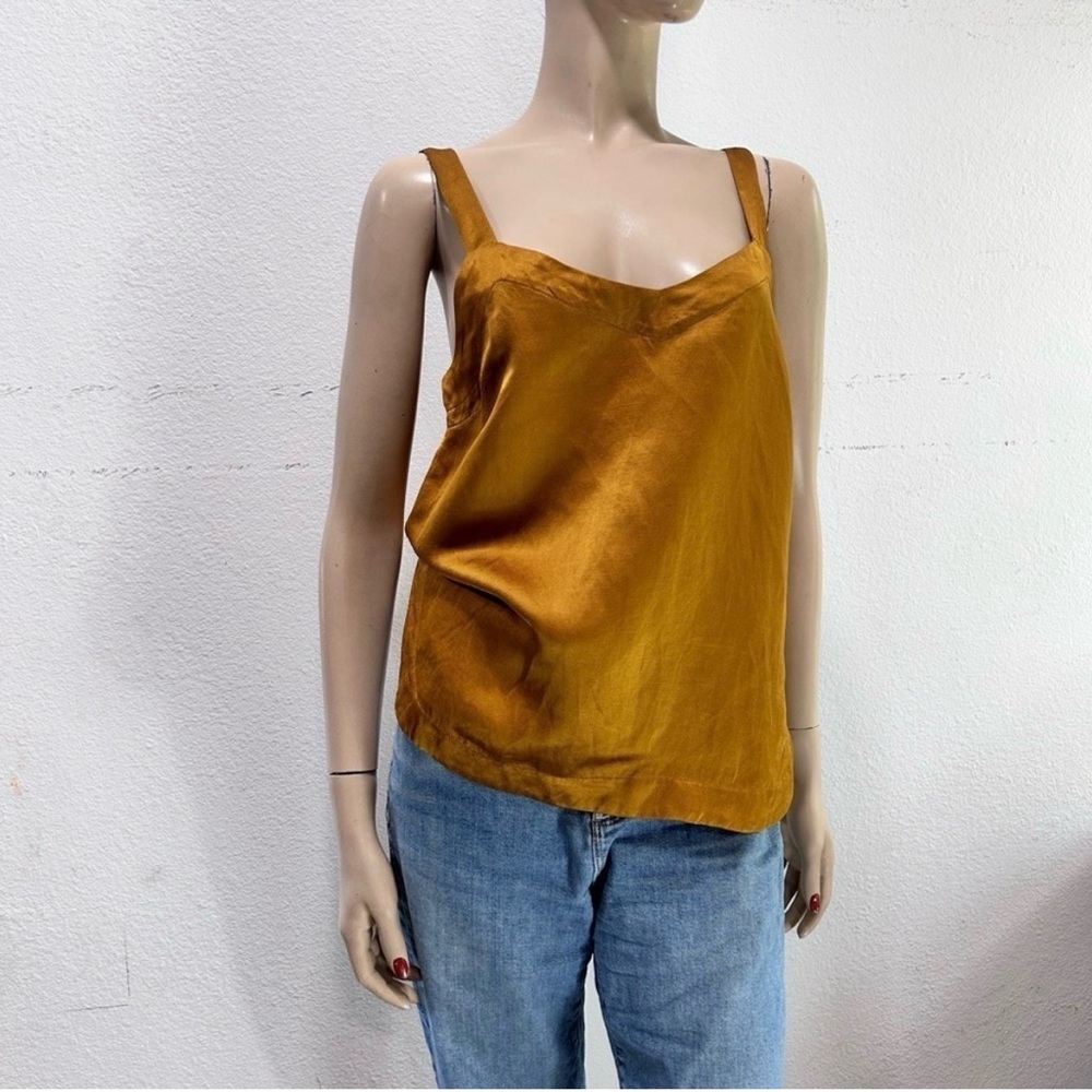 Club Mónaco silky Gold Satin Tank Top